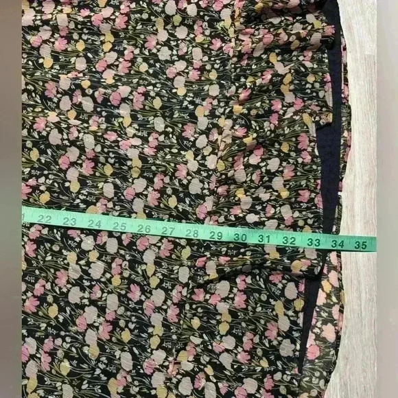 Lauren Conrad Women’s Black And Pink Floral Wrap Dress With Ruffle Detail Large - Picture 6 of 7